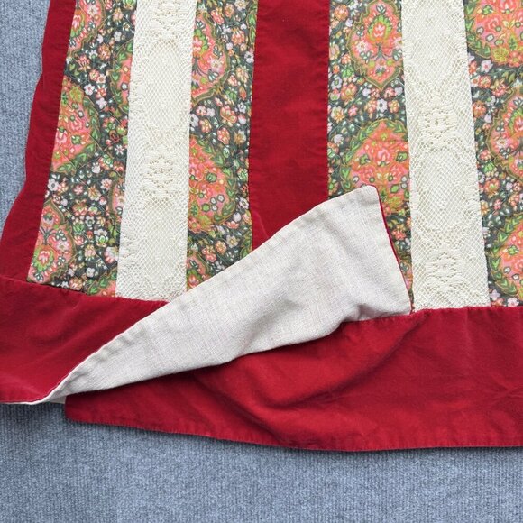 VTG 70s Chessa Davis Velvet Lace Cottagecore Prairie Maxi Skirt Holiday Size M? - Picture 4 of 15